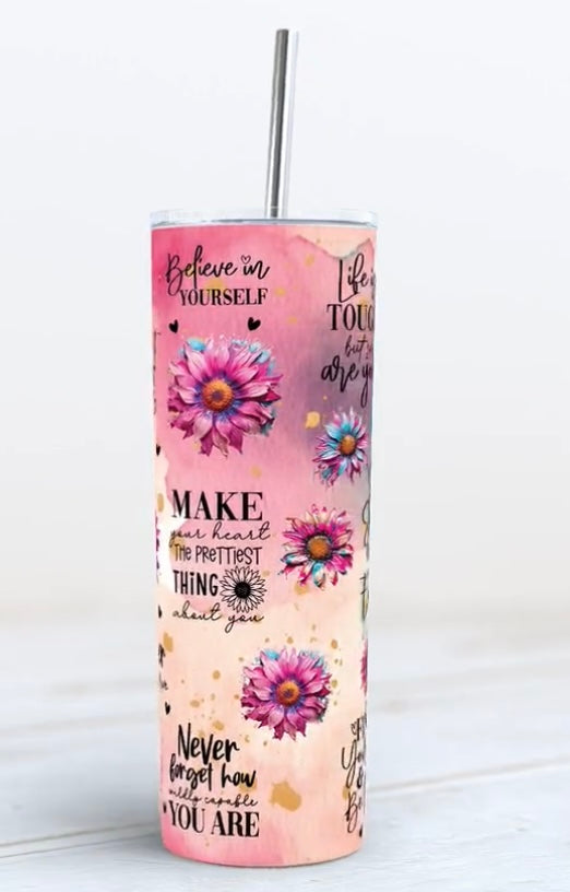 "Motivational sunflower" 20oz tumbler