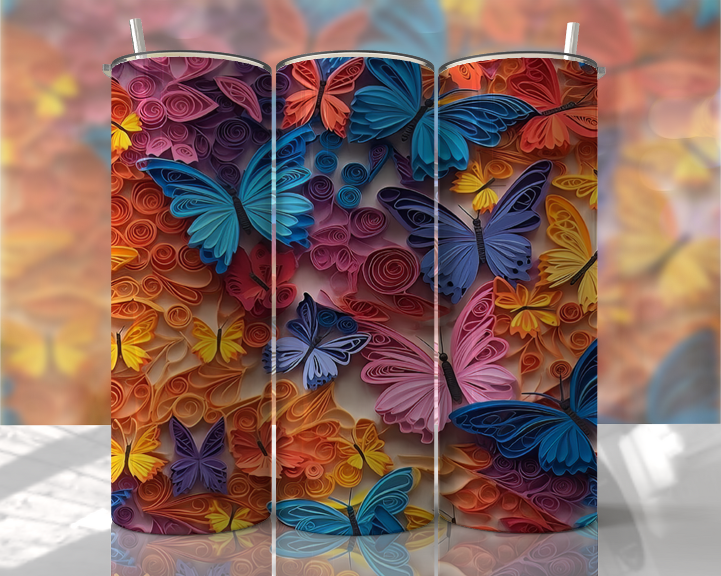 "butterflies and flowers" 20 oz tumbler