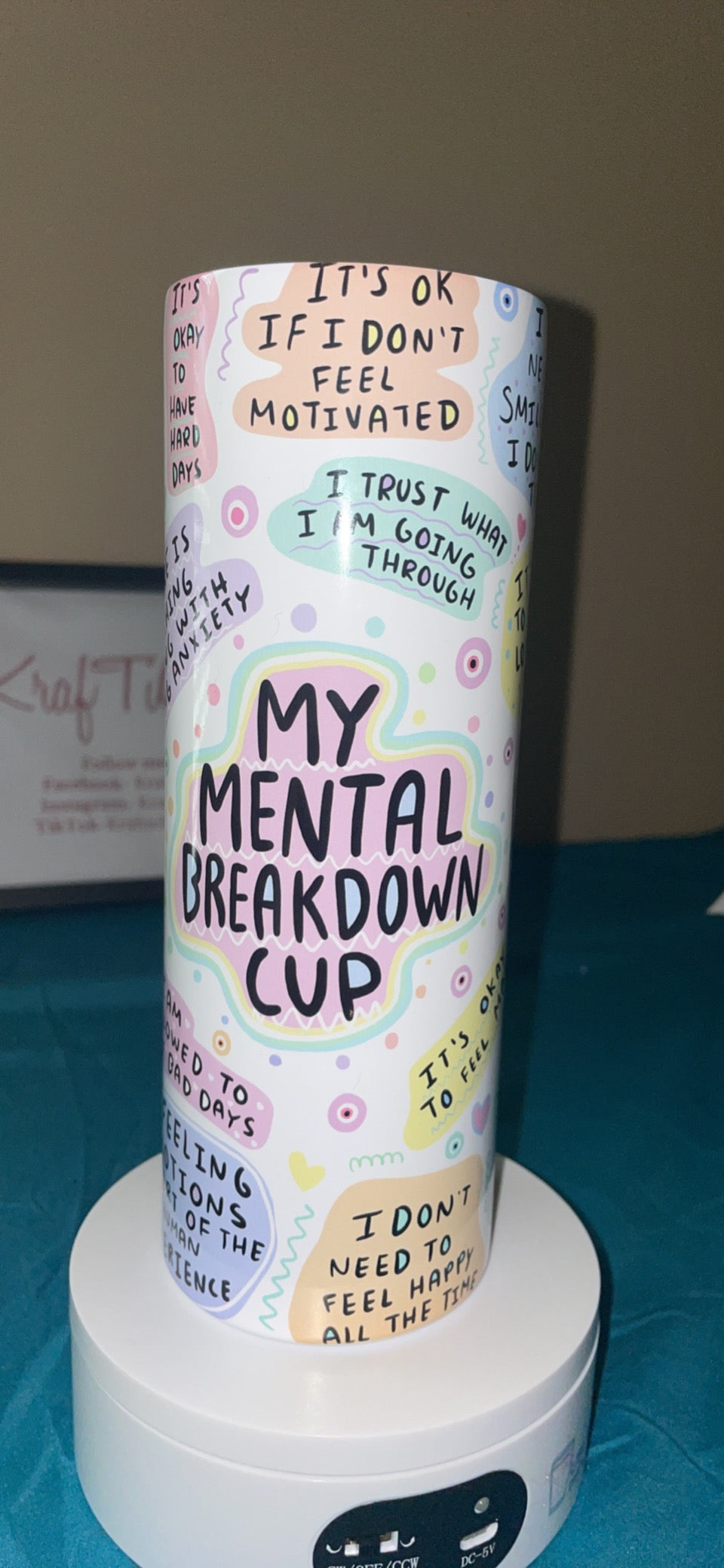 Mental health affirmation tumbler