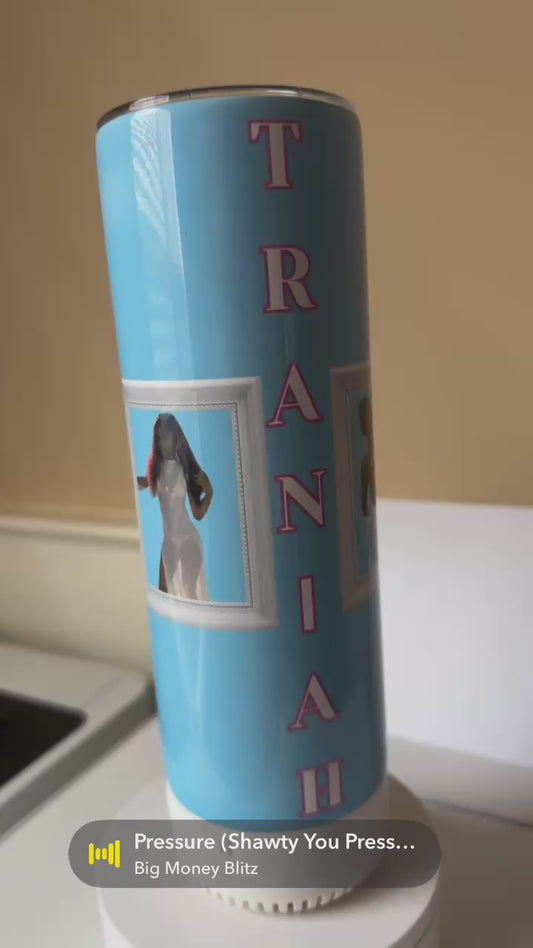20oz tumblers with detachable Bluetooth speaker!!! Can be personalized with any design. Email design preference or any questions to kraftichicllc@gmail.com